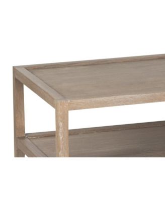 Lowell Solid White Oak Wood Coffee Table, Brown