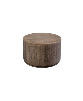Drum Gray Wash Mango Wood Coffee Table, Gray