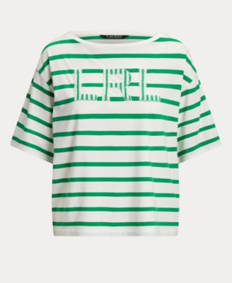 Women's Striped Beaded-Logo T-Shirt