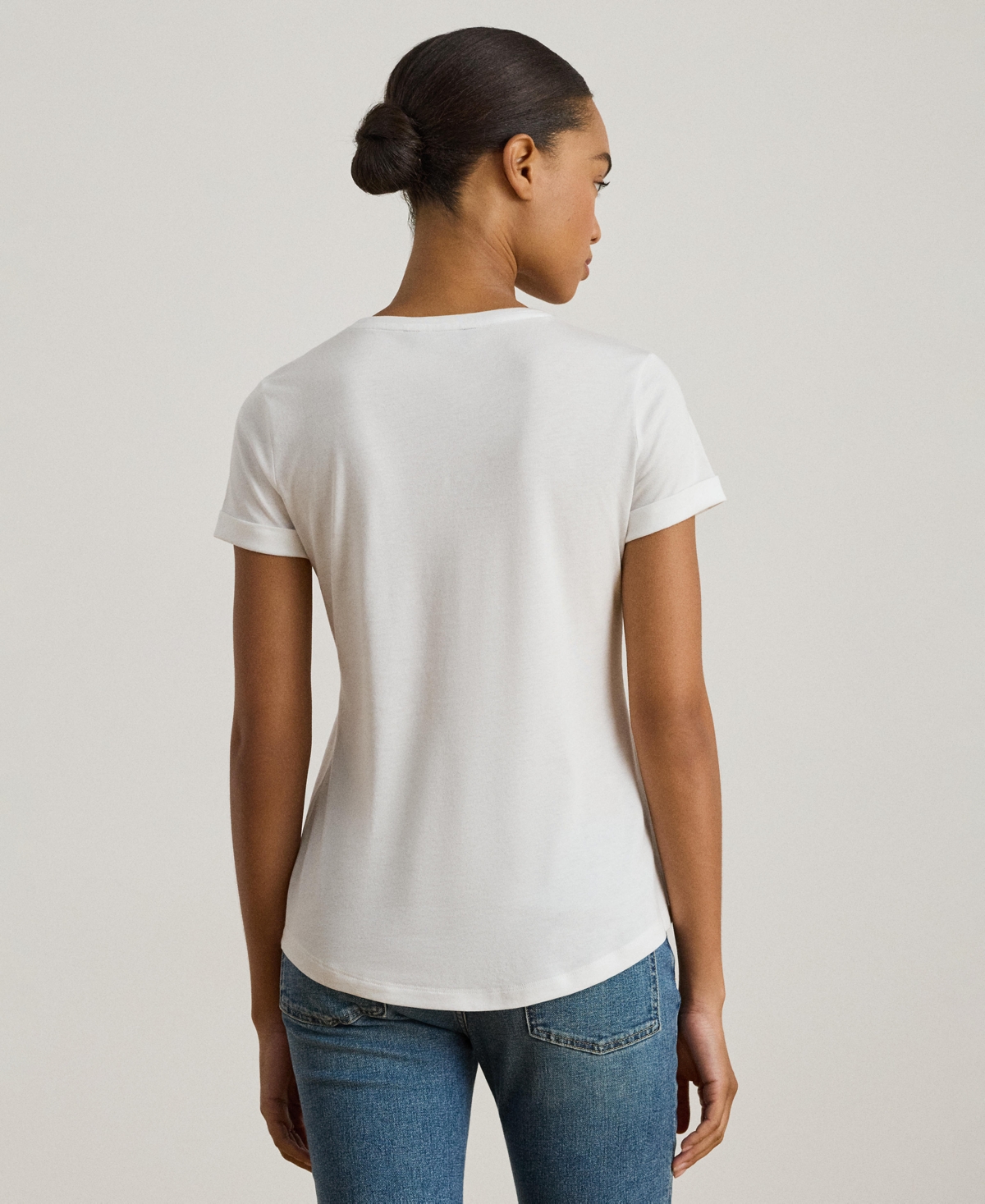 Ralph Lauren Women's Crewneck Embroidered-logo T-shirt In White