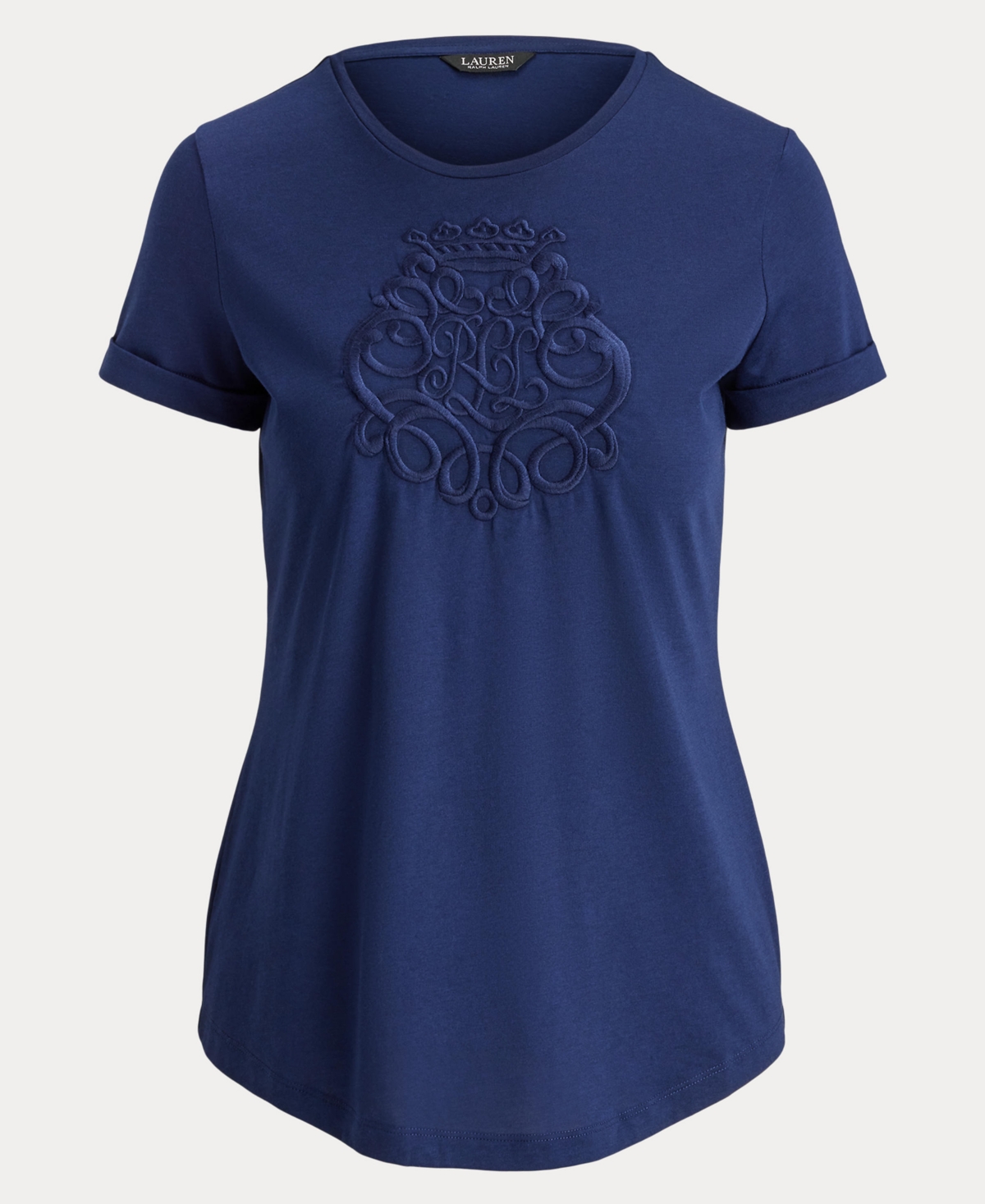 Ralph Lauren Women's Crewneck Embroidered-logo T-shirt In Blue