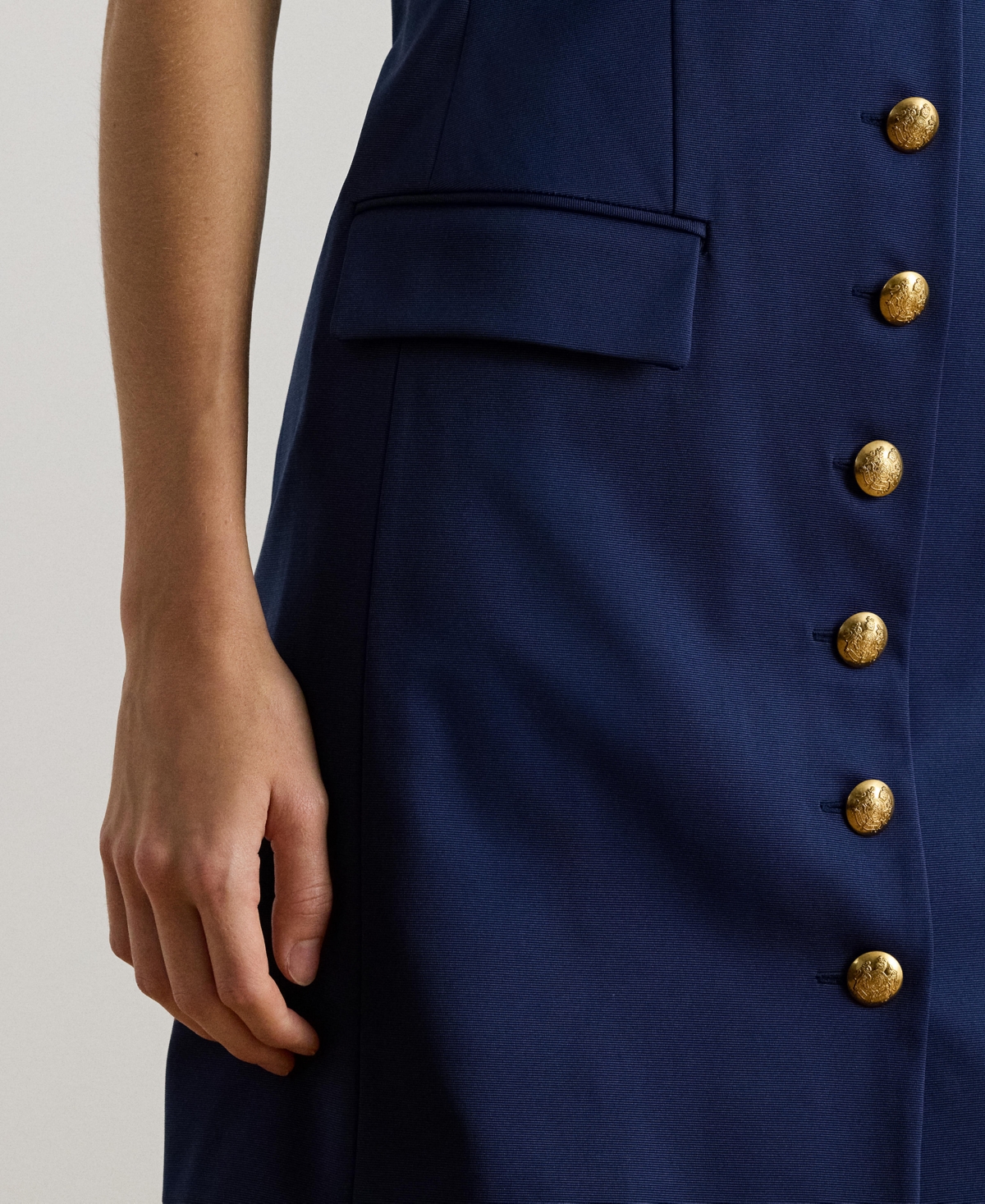 Lauren Ralph Women's Button-Trim Faille Cocktail Dress