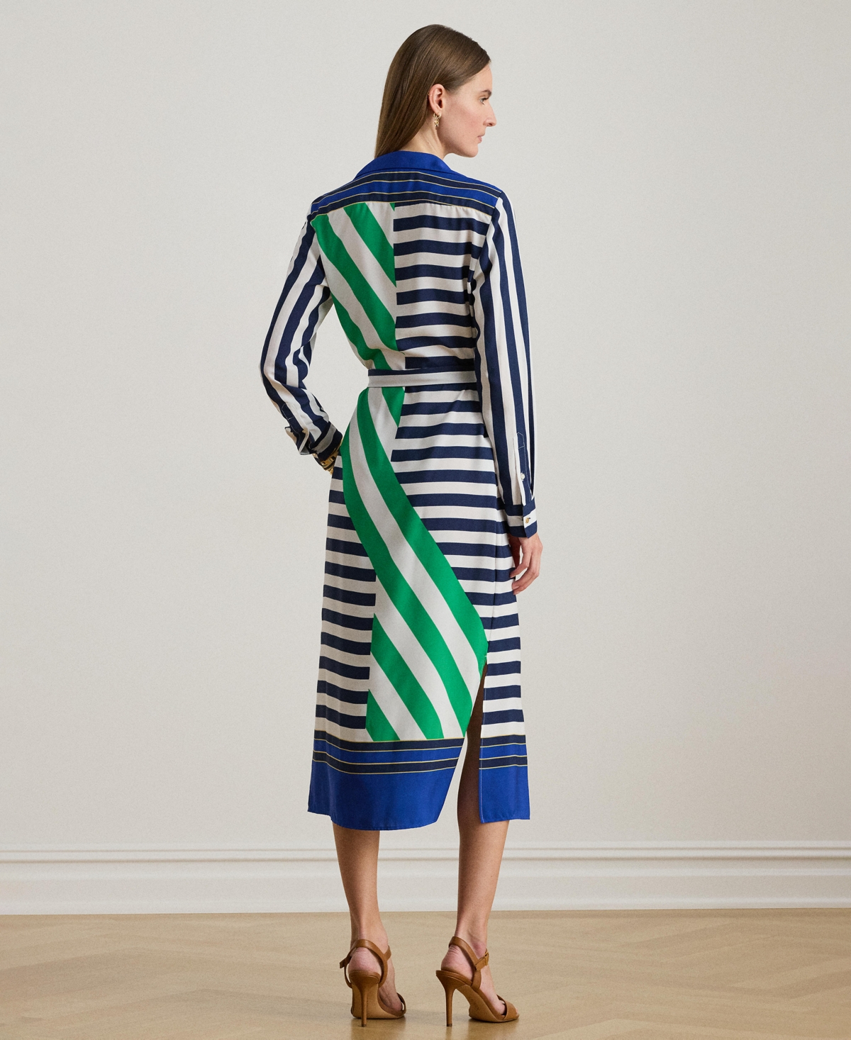 Lauren Ralph Women's Striped Crepe Shirtdress