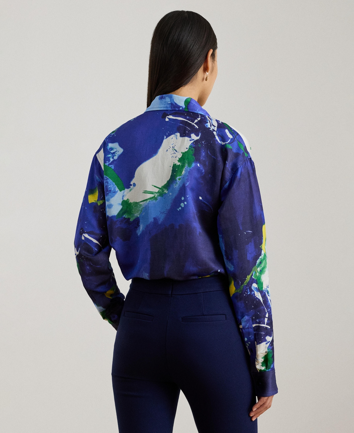 Lauren Ralph Women's Relaxed Fit Abstract-Print Crepe Shirt