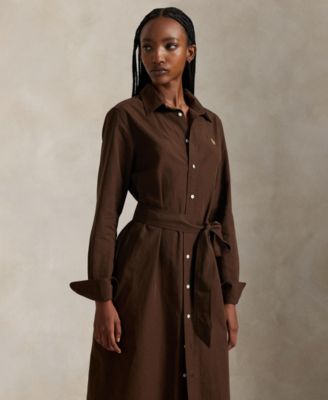 Women's Long-Sleeve Belted Shirtdress
