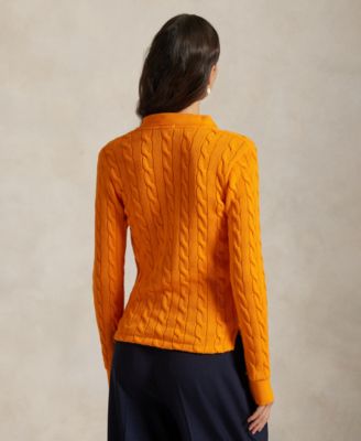 Women's Cable-Knit Polo Sweater