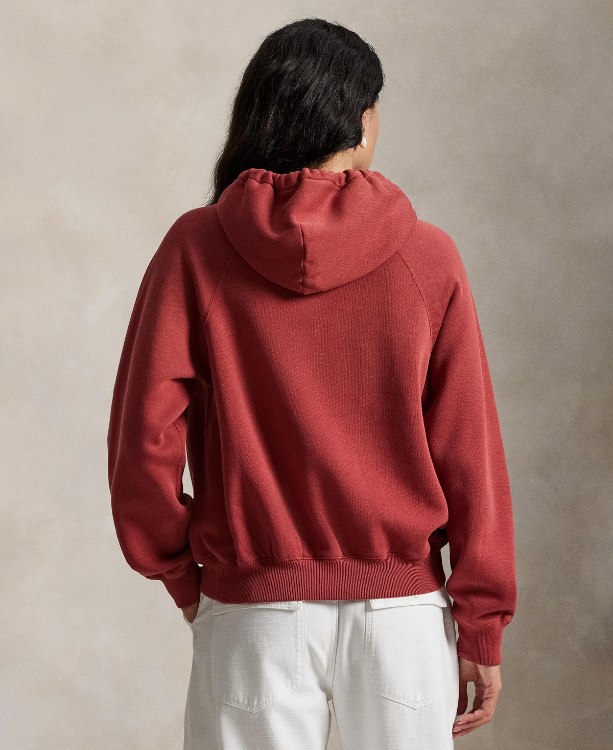 Polo Ralph Lauren Women's Shrunken Fit Fleece Hoodie Sweatshirt In Red