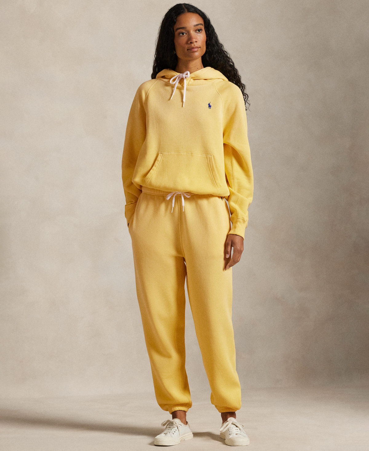 Polo Ralph Lauren Women's Shrunken Fit Fleece Hoodie Sweatshirt In Yellow