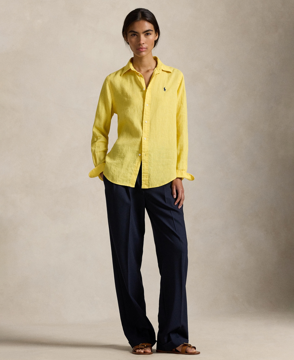 Polo Ralph Lauren Women's Classic-fit 100% Linen Shirt In Yellow