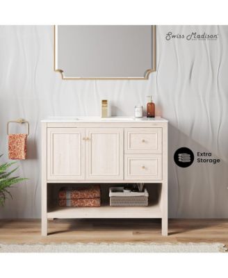 Chateau 36" Freestanding Bathroom Vanity in White Oak with Sink Top