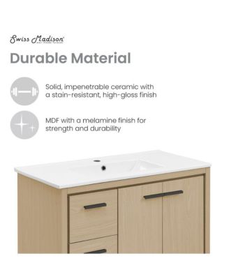 Virage 36" Freestanding Bathroom Vanity in Natural Oak with Sink Top