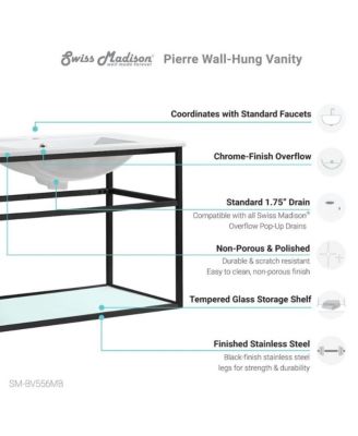 Pierre 30" Stainless Steel Single, Open Shelf, Metal Frame Bathroom Vanity