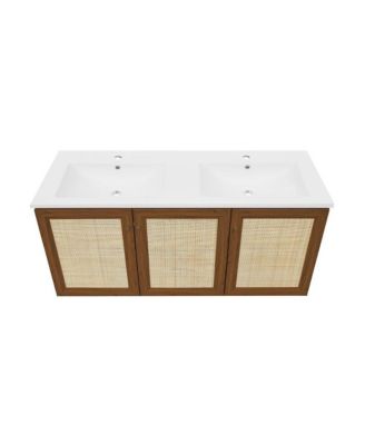 Classe 48" Wall-Mounted Bathroom Vanity with Double Basin Sink Top