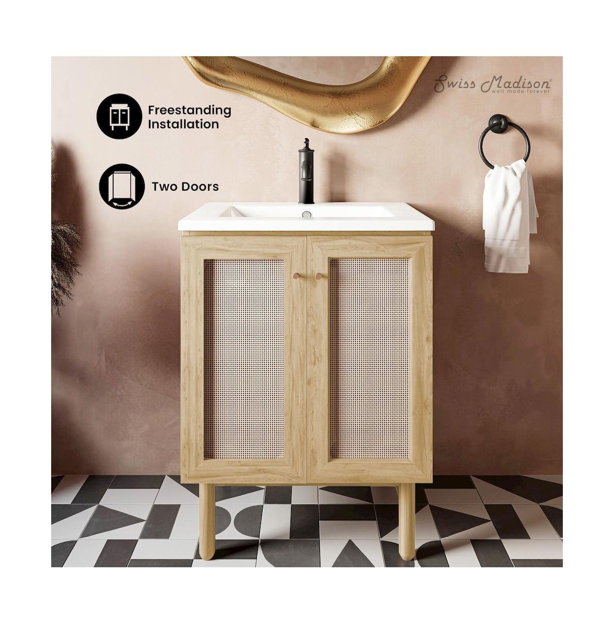 Swiss MadisonClasse 24" Freestanding Bathroom Vanity in Natural Oak with Sink Top