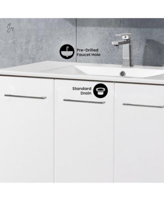 36" Freestanding Bathroom Vanity in White with Sink Top