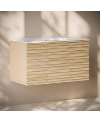 36" Wall-Mounted 3-Hole Widespread Sink Top Bathroom Vanity