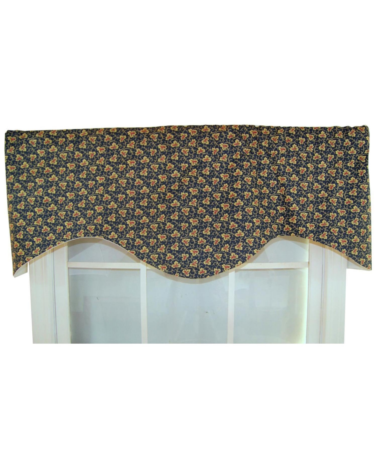 Rlf Home Fenia Cornice 100% Cotton with Fully Lined 3" Rod Pocket Valnance for Windows 50" x 17" Blue