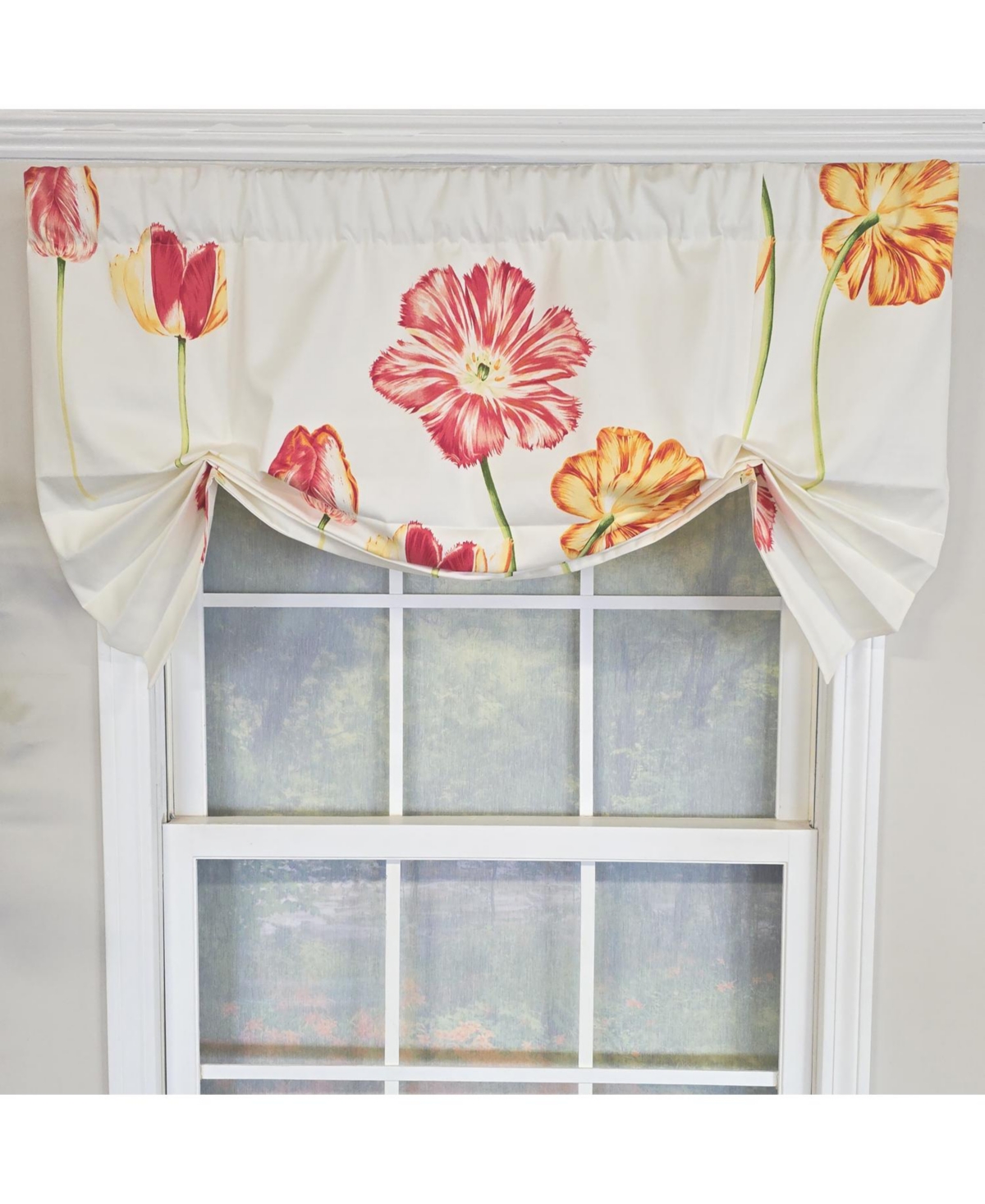 Rlf Home 100% Cotton La Tulipe Butterfly With Poly/Cotton lining Rod Pocket Valance 50" x 16" White
