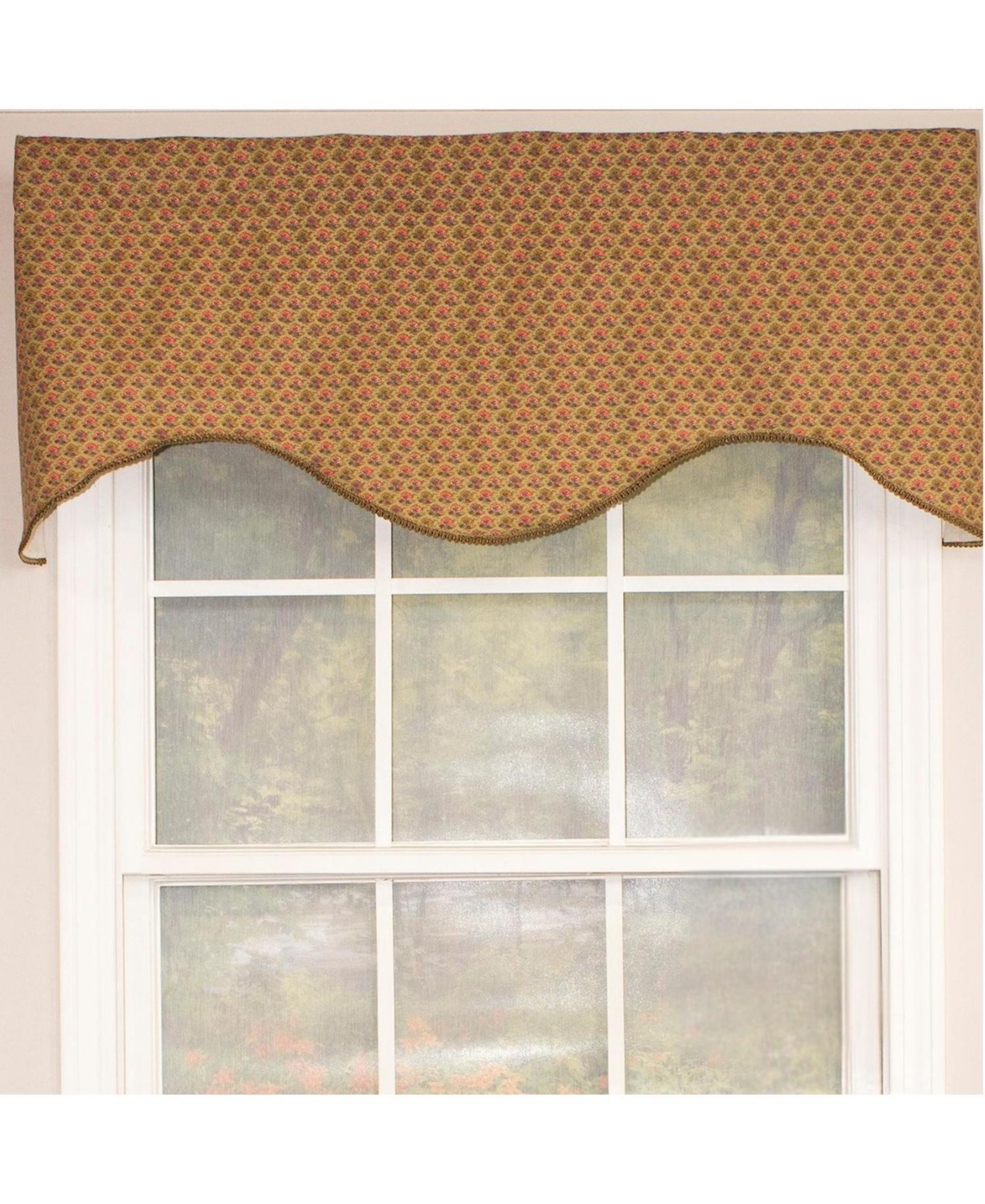 Rlf Home Meadow Cornice 100% Cotton with Fully Lined 3" Rod Pocket Valnance for Windows Curtains