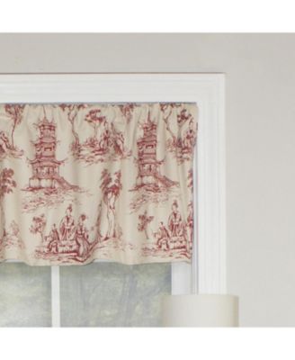 Naomi Toile Tailored 100% Cotton with Fully Lined 3" Rod Pocket Valnance for Windows 50" x 14" Red