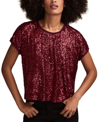 Lucky Brand - Women's Sequin Short-Sleeve Top