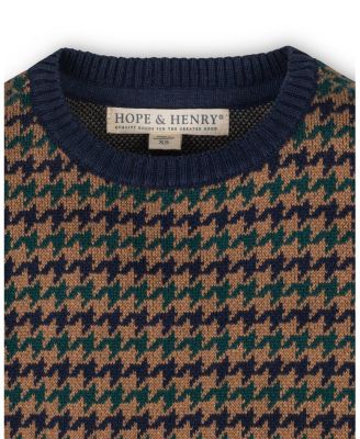 Boys Organic Long Sleeve Intarsia Crew Neck Pullover Sweater