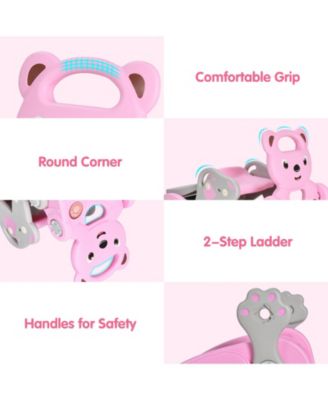 4-in-1 Toddler Slide and Rocking Horse Playset with Basketball Hoop