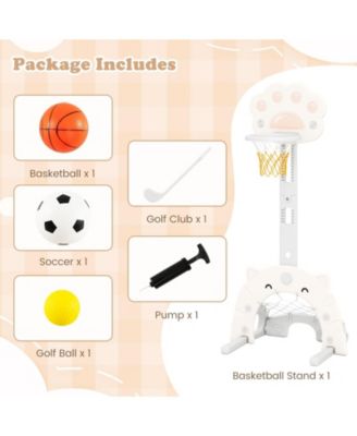 3 in 1 Kids Basketball Hoop with Basketball and Foldable Rim