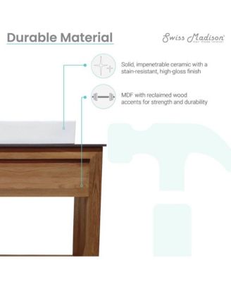 36" Reclaimed Wood Vanity, Walnut, Slate Countertop and Single Hole Vessel Sink