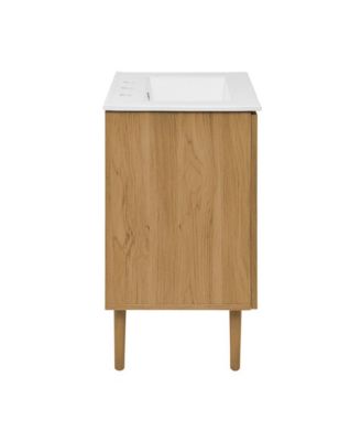 24" Freestanding Bathroom Vanity in Golden Oak with 3-Hole Centerset Sink Top