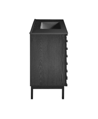 Cascade 36 in. Black Oak Bathroom Vanity With Black, 3-Hole Ceramic Sink Top