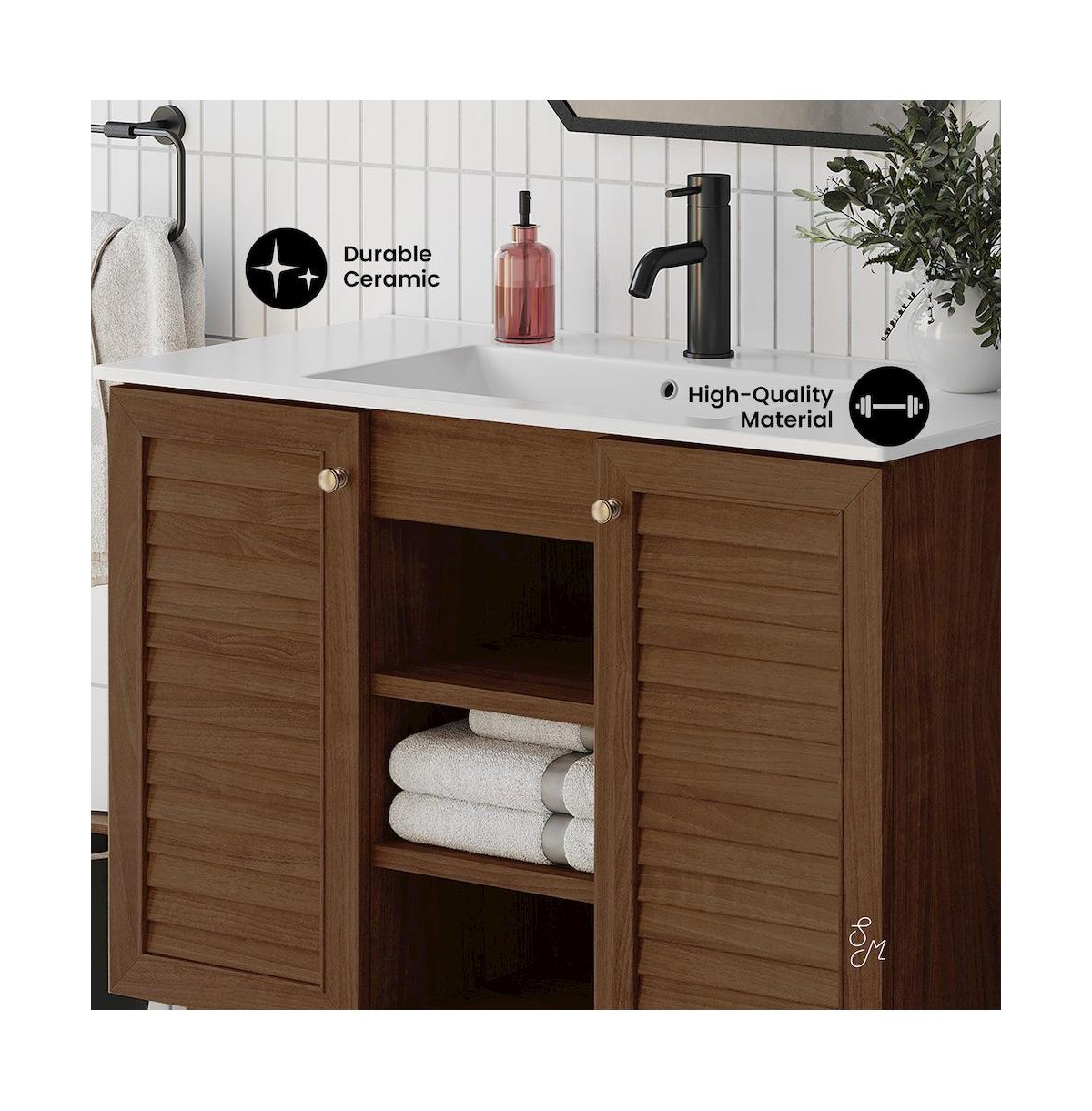 Swiss Madison Bron 36" Freestanding Bathroom Vanity in Brown Oak with Sink Top