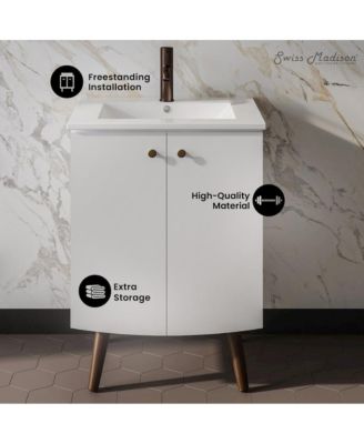 24" Freestanding Bathroom Vanity in White with Sink Top