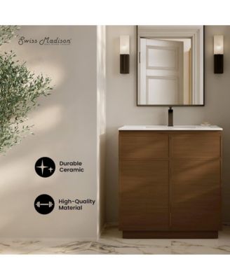St. Tropez 36" Freestanding Bathroom Vanity in Brown Oak with Sink Top