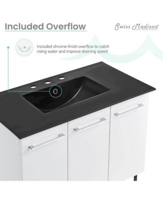 Annecy 36 in. White Bathroom Vanity With Black, 3-Hole Ceramic Sink Top