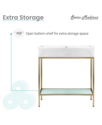 Pierre 32 Single, Freestanding, Open Shelf, Gold Metal Frame Bathroom Vanity