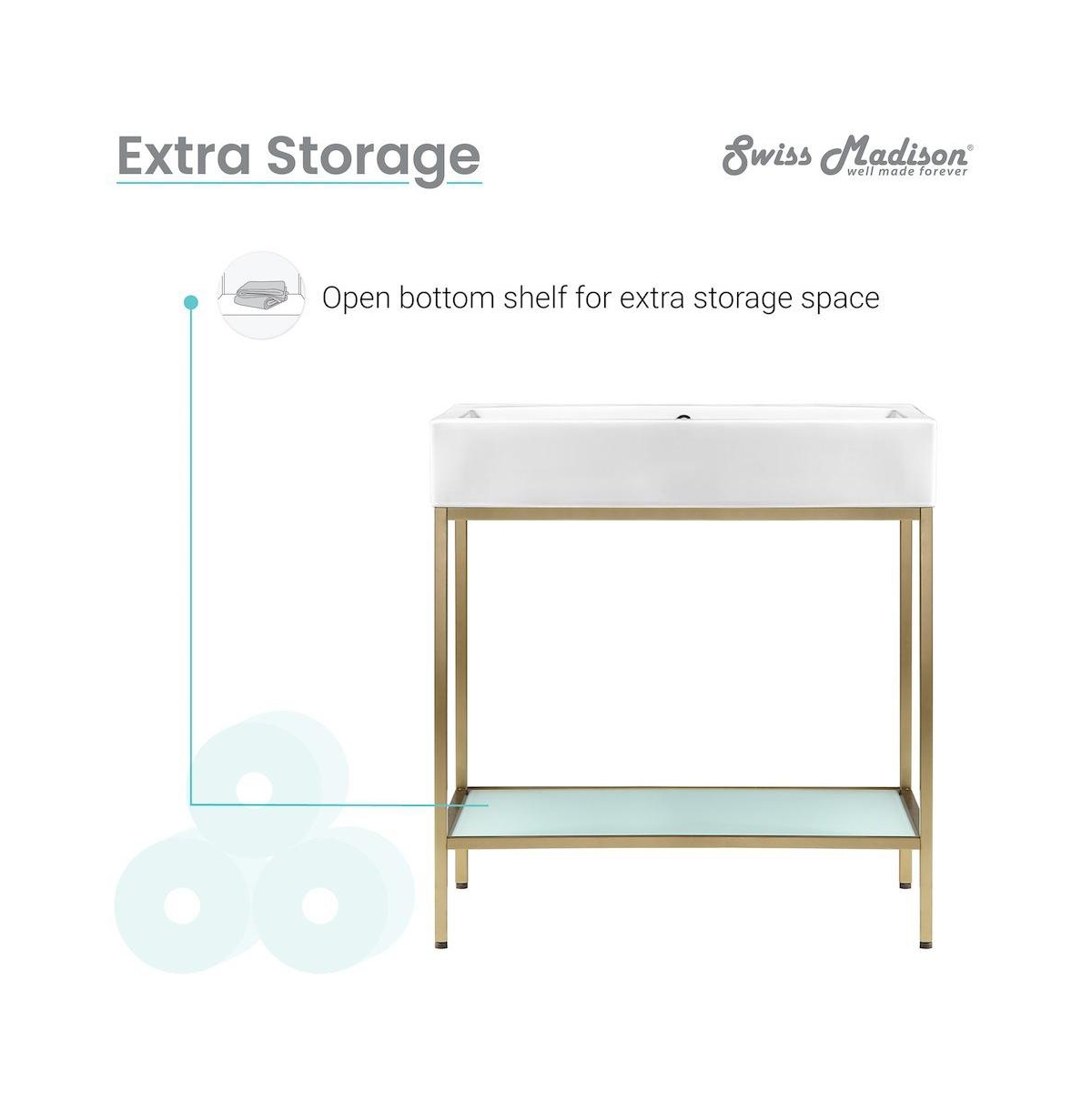 Swiss Madison Pierre Single, Freestanding, Open Shelf