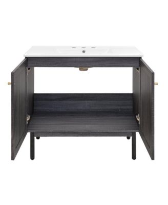 36" Freestanding Bathroom Vanity  3-Hole Widespread Sink Top