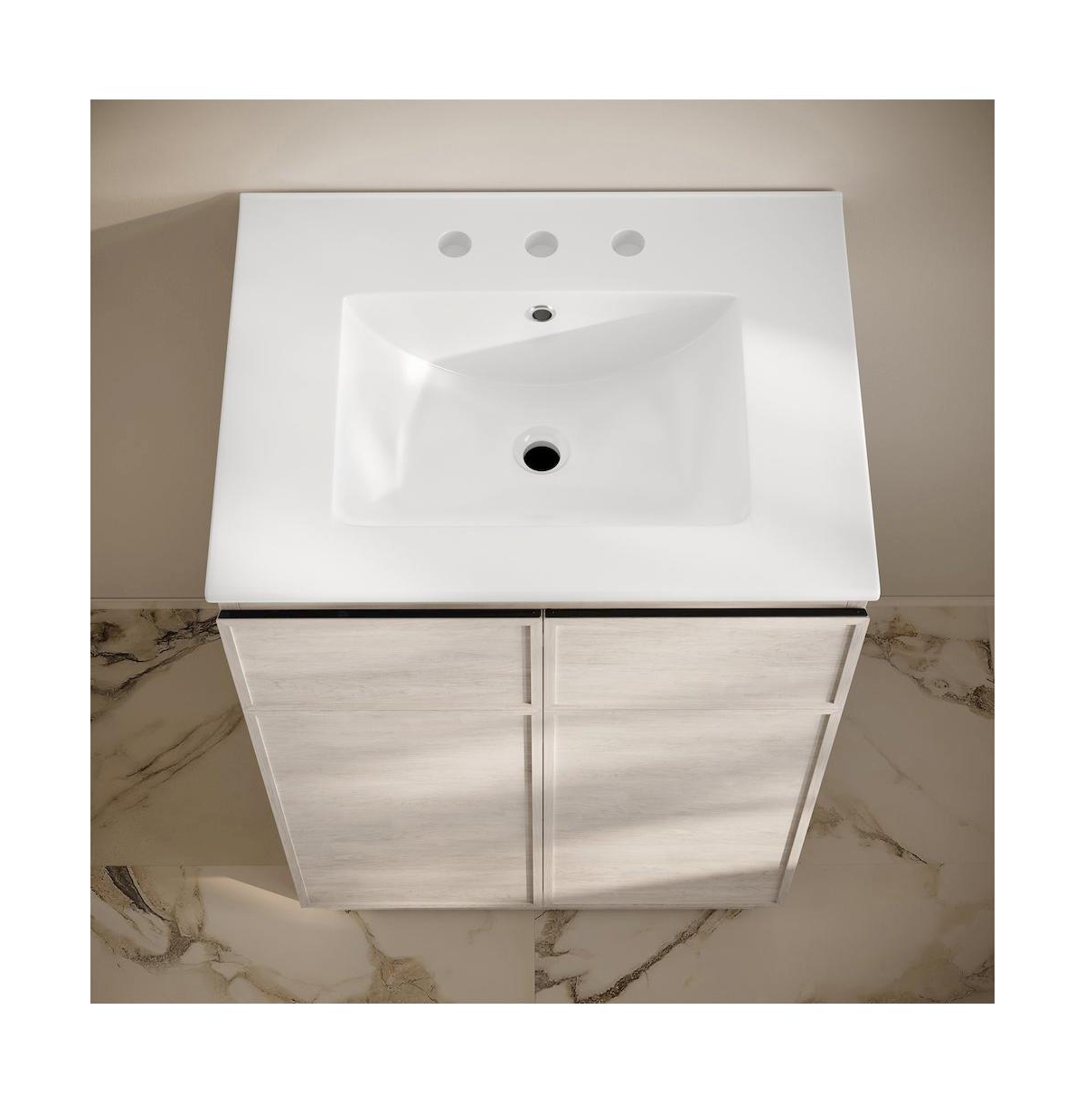 Swiss Madison 24" Freestanding Bathroom Vanity in Oak with 3-Hole Widespread Sink Top