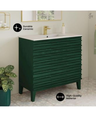 Cascade 36" Freestanding Bathroom Vanity in Green Oak with Sink Top