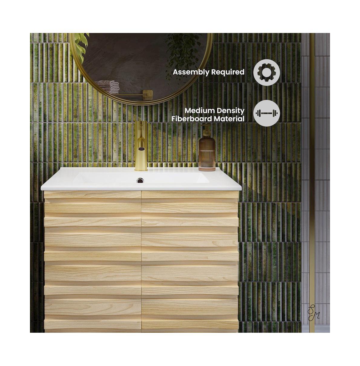 Swiss Madison Cascade 24" Bathroom Vanity in Natural Oak