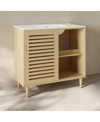 36" MDF Delice 3-Hole Widespread Sink Top Freestanding Bathroom Vanity