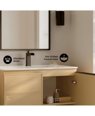 St. Tropez 36" Freestanding Bathroom Vanity in Natural Oak with Sink Top