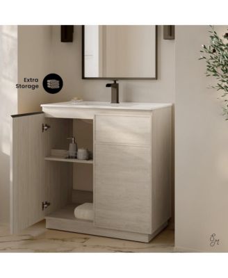 St. Tropez 36" Freestanding Bathroom Vanity in White Oak with Sink Top