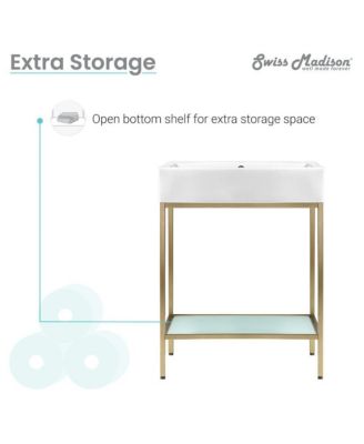 Pierre 24 Single, Freestanding, Open Shelf, Gold Metal Frame Bathroom Vanity