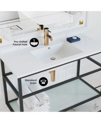 Pierre 36 Single, Metal Frame, Open Shelf, Bathroom Vanity