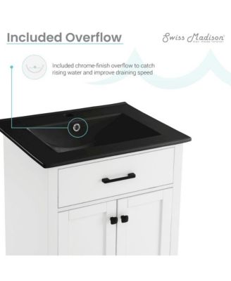 Burdon 24 in. Brown Bathroom Vanity With Black Ceramic Sink Top