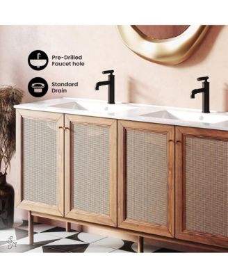 Classe 60" Freestanding Bathroom Vanity in Golden Oak with Double Basin Sink Top