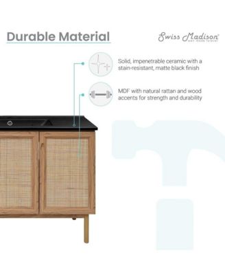 Classe 48" Freestanding Bathroom Vanity in Golden Oak with Black Sink Top