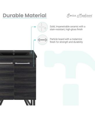 Annecy 24 in. Black Walnut Bathroom Vanity With Black Ceramic Sink Top